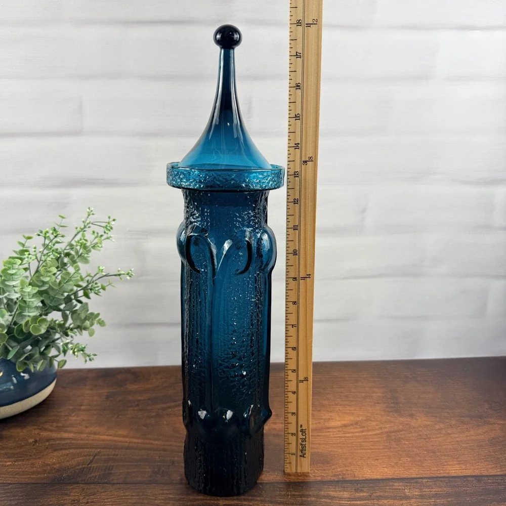Wayne Husted Stelvia Antiqua Large Blue Glass Apothecary Jar Italy 1960s